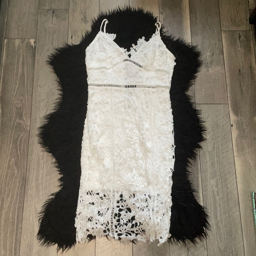 Charlotte Russe white lace midi dress